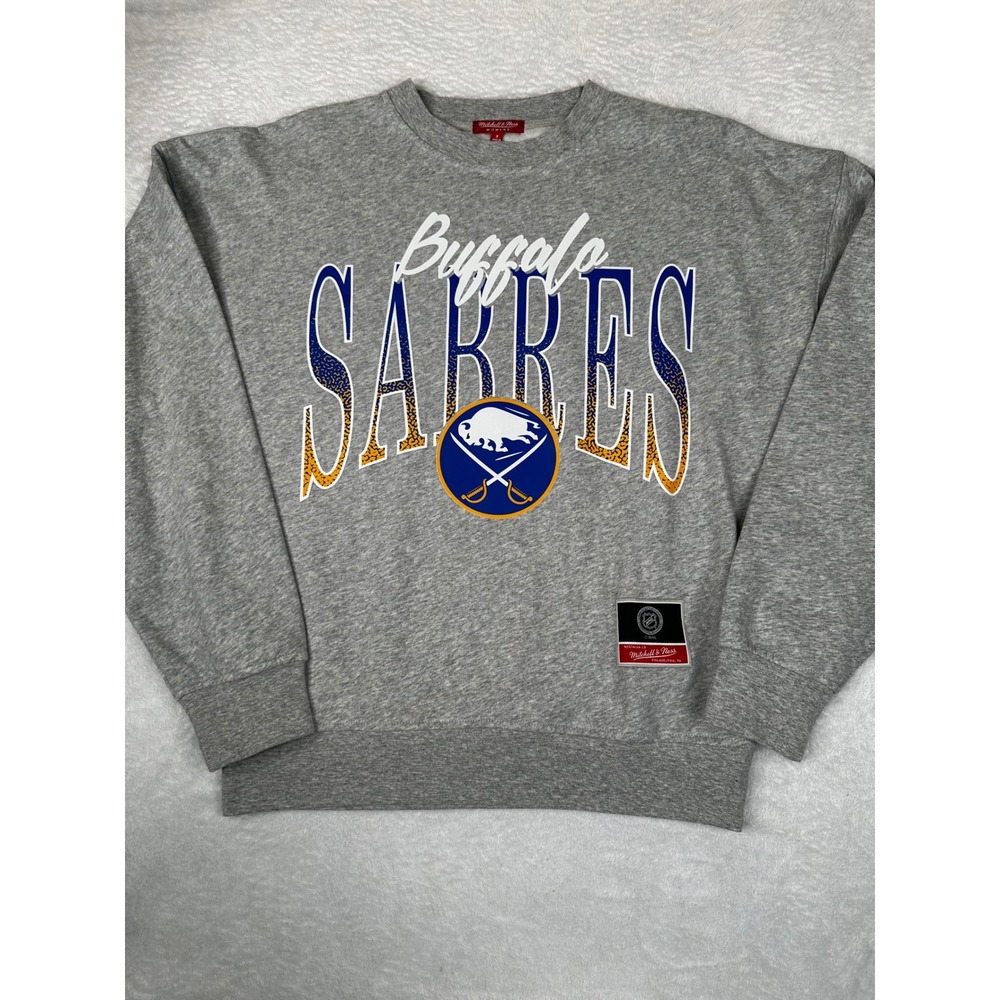 Mitchell & Ness Buffalo Sabres Womens Heather Gray NHL Crewneck Sweatshirt New